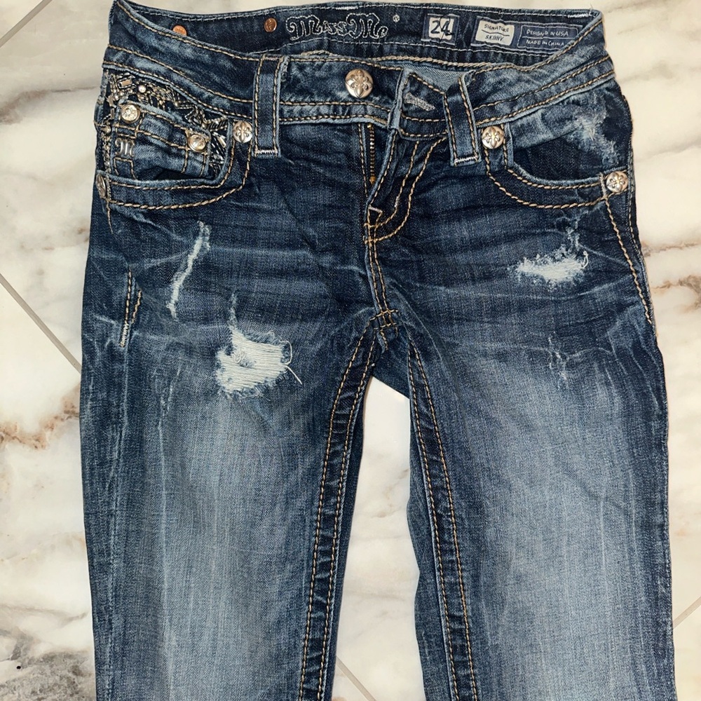 Miss Me Women's Distressed Blue Skinny Jeans